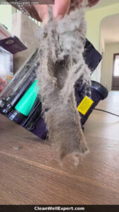 shark vacuum brush roll jammed with tangled hair and pet fur wrapped around end caps causing solid red indicator light - CleanWellExpert